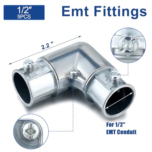 image for Gisafai 10 Pcs EMT Conduit Fittings Inside Corner Pull Elbow, EMT to E