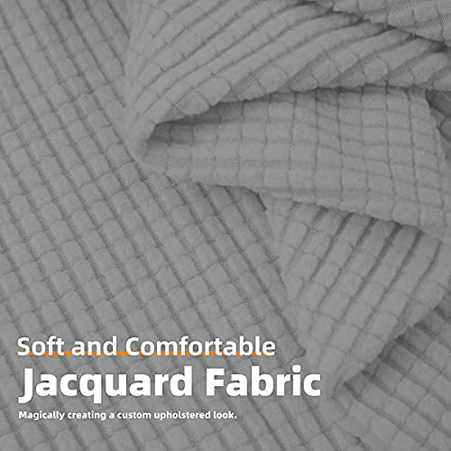 Danabest Super Stretch Jacquard Ottoman Covers Slipcover Rectangle Stool Furniture Protector For Pets,Kids(Light Gray,Small Ottoman) #TOP3