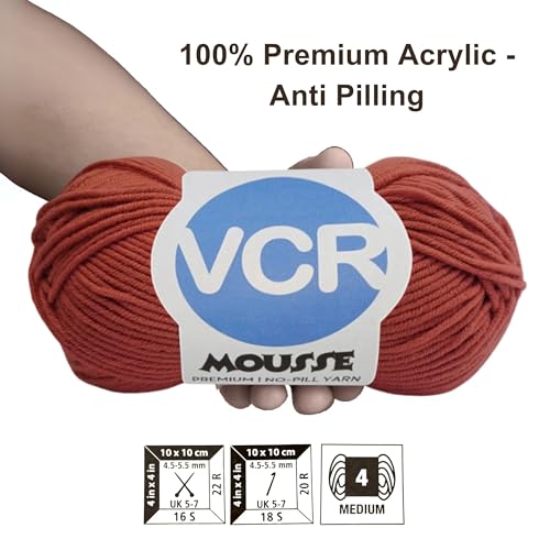 Image of VCR 4ply Dark Maroon Yarn, 100 Grams Hank, 190 Meters Length, Acrylic Ball for Crochet and Knitting, Soft Crosia Threads, Pack of 1 Yarn, Suitable for DIY Crafts