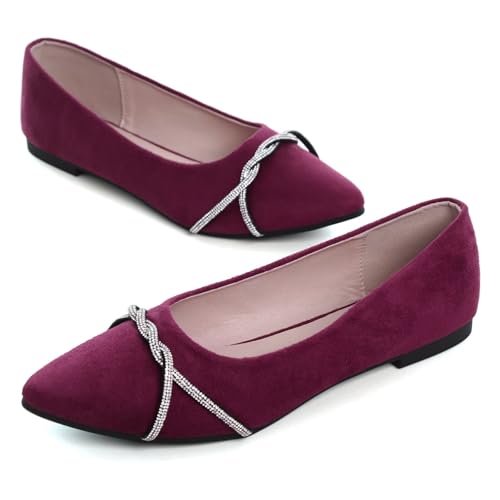 Image of Stunner Womens Flats Fashion Pointed Toe Bowknot Ballet Flats Cute Slip On Dress Flats Comfortable Party Wedding Flats2