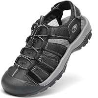 FLARUT Sandalias de Verano para Hombre Trekking Deportivas Punta Cerrada Zapatos de Senderismo Playa Correr Casual(Negro,45)