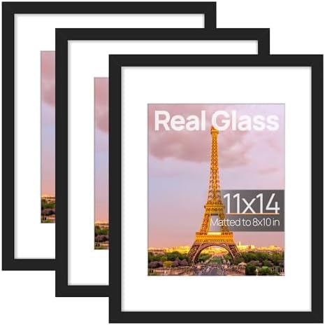 upsimples 11x14 Picture Frame Set of 3, Made of High Definition G...