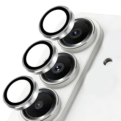 SiHPuoy 2 Sets Camera Lens Protector for Samsung Galaxy S26/S26 Plus, Metal Aluminum CircleTempered Glass Camera Protector, Military Grade Shatterproof，Case Friendly, Accessories Lens Protector-Silver