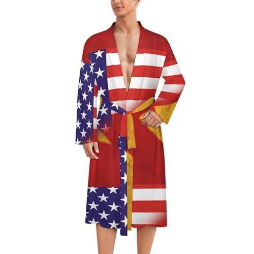 US Tigray Combined Flag Funny Men's Robe Soft Lightweight Bathrobe Long-sleeve Spa Robes