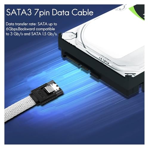 Cable de datos SATA 3.0 III de 50 cm con funda de nylon miniatura 3