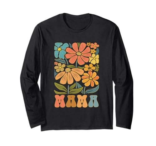 Mama Vibrant Floral Blooms, estilo retro Manga Larga