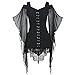 Produktbild TOPKUAL Übergroßes Gothic Halloween-Kleid Ausgestellte Ärmel Spitze Schnürkleid Hexe Cosplay Kostüm Oberteil für Halloween Damen Punk Karneval Kostüm