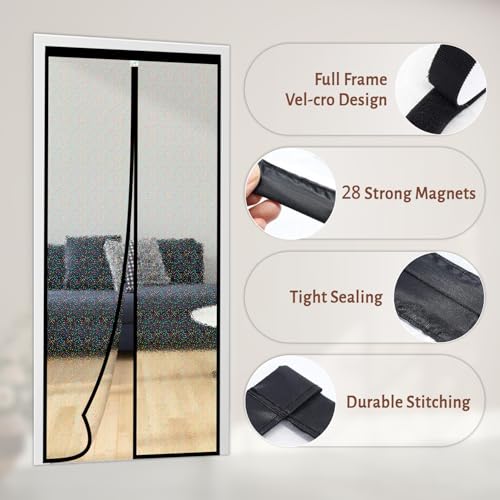 Image of Turtlegrip Thermal Door Screen | Magnetic AC Curtain | Translucent Glitter Finish | Dust & Insect Protection | (205x100 cm) | Non-Customizable