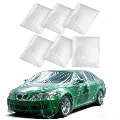 Dalephoric 6 Pièces 4 x 5 m Bâche de Protection Peinture, Bâche de Peintre, Films de Recouvrement, Feuilles de Plastique Imperméables, Film Plastique Protection, pour Déménagement et Rénovation
