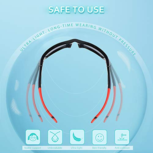 Sungait Polarized Kids Sunglasses For Boys Girls With Strap,Sport Sunglasses For Children Age 3-10 Uv400 Protection (Black Frame Red Temple) Sgtc036-Hkho #TOP3