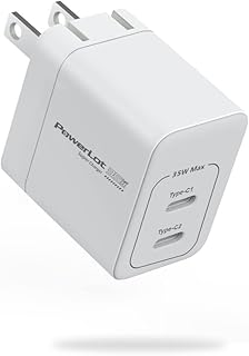 iPhone Fast Charger, PowerLot GaN 35W Dual Port USB-C Power Adapter PPS Fast Phone Wall Charger Block with Foldable Plug for iPhone 14 13 Pro Max, Samsung S23 S22 S21, Pixel 7 6, MacBook Air, iPad, iWatch