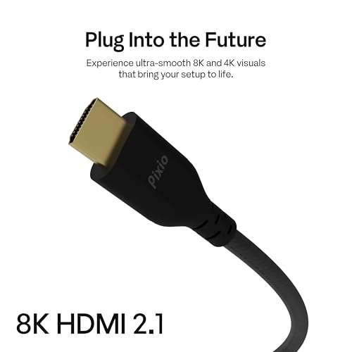 Image of Pixio 8K HDMI 2.1 Cable Ultra Certified Ultra High Speed 6FT 8K 60Hz 4K 120Hz Nylon Braided Gold Plated Connector Anti-Breakage HDR10+ dtsx eARC HDCP Dolby Compatible