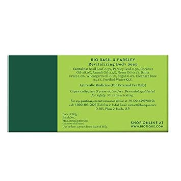Biotique Bio Basil & Parsley Revitalizing Body Soap With Pure Fruit & Vegetable Extracts 150 Gm