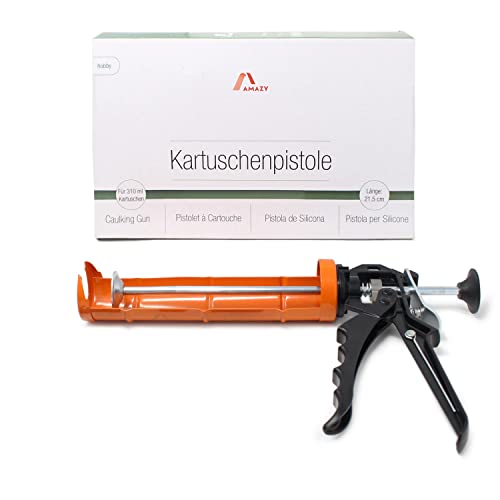 Amazy roestvrijstalen patronenpistool incl. 5 reservepunten + 3 spatels - Mechanische patronenpers en verbindingsgereedschap voor het verwerken van siliconen en acryl met 310 ml patronen | hefboomverhouding 12:1 - Afbeelding 3