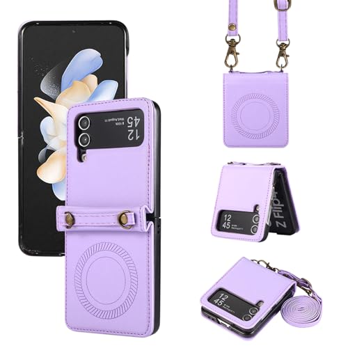 Étui portefeuille pour Samsung Z Flip 3 5G avec protection charnière et bandoulière