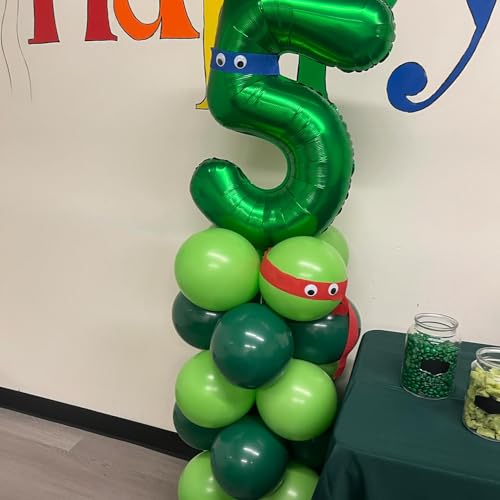 Image of Dark Green Number 5 Balloon 40 Inch, 5th Birthday Party Decorations, Giant 5 Foil Balloon for Party Supplies