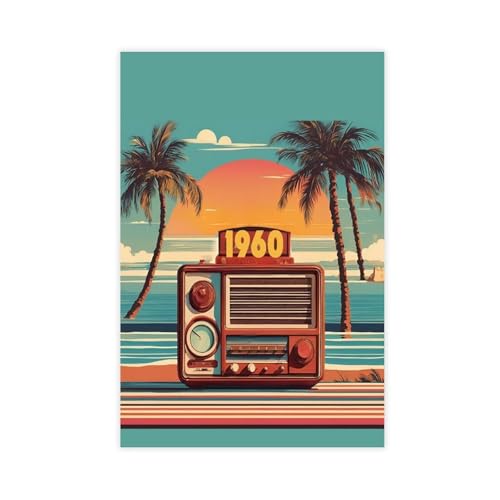 BMtyDG 1960 Vintage Beach Vibe Canvas Poster Wall Art Prints