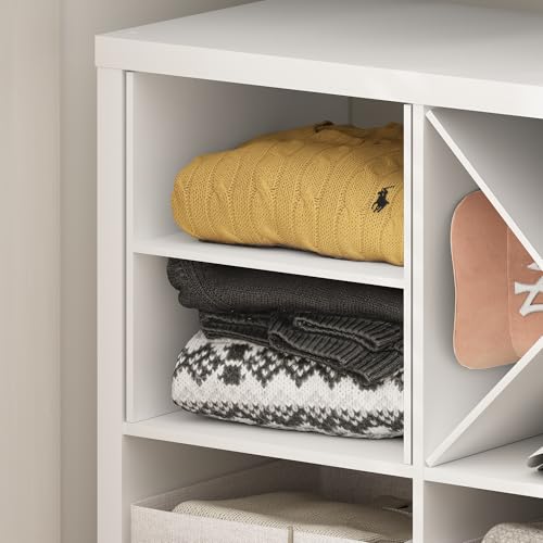 Image of Furinno Cubicle Cube Insert, H-Shelf Cube Organizer, Fits into Furinno Extra Thick Cubes, for Organizers and Storage, White (Does not fit IKEA Kallax Shelving)