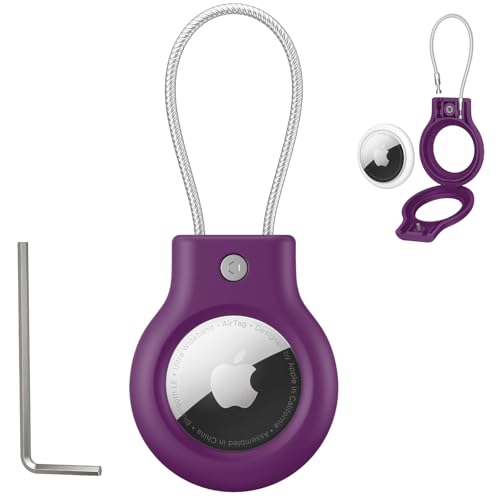 Apple AirTag Cover Secure Holder con Cavo Metallico Custodia Protettiva Portachiavi Accessorio per Chiavi Bagagli Animali Domestici Case durevole con Blocco Chiave Allen Sistema