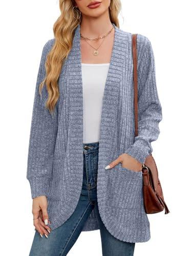 Image of BELAROI Women Plus Size Cardigan Sweater Fall Outfit | Open front long cardigan, lightweight sweater, versatile layering tops for fall winter, daily wear, outdoor, office clothes