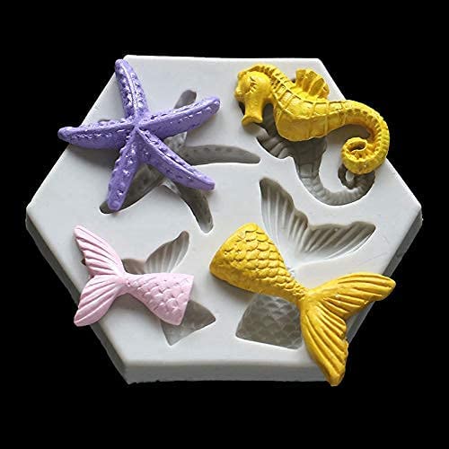 Mermaid Starfish Sea Horse Shaped Silicone Fondant Mold Cake Decorating Mold Epoxy Resin Glue Molds Baking Tools Kitchen Accessories