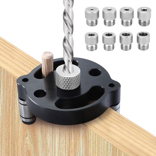 Forbabe Bohrhilfe Senkrecht Bohren Bohrlocher Mittenfinder mit 3/4/5/6/7/8/9/10 mm Bohrbuchsen (Schwarz)