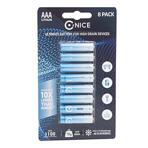 (Pack De 8) Nice Power AAA Haute Puissance Batteries Au Lithium 1100 mAh 1,5 V Capacité Ultimate Mignon L91 CCTV Batterie Gaming Appareil Photo Numérique...