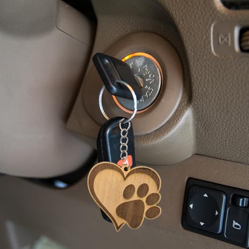 SEABUZZ Schlüsselanhänger Hundepfote im Herz - Schlüsselanhänger Hund - Herzen Anhänger - Schlüsselring für Schlüssel - Pfote Glücksbringer - Schlüsselorganizer - Lucky Charms Keychain Cute – Geschenk