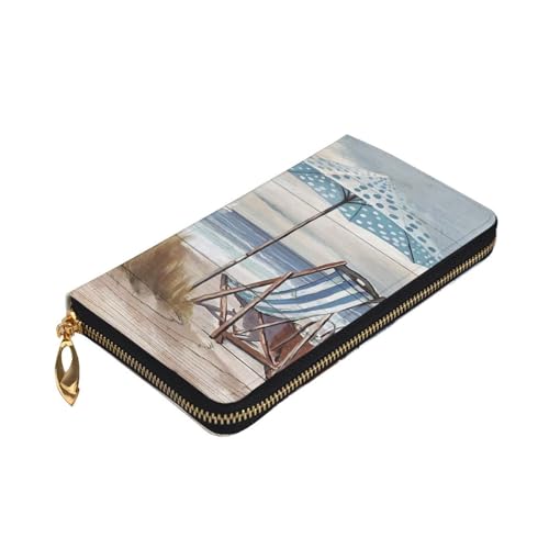 Portefeuille long en cuir imprimé plage et imperméable chic - 3