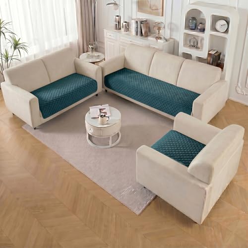 Image of Story@Home Premium Quilted Anti Slip Sofa Cover Mats for L Shape and 1 /2 /3 Seater Sofa. Make Your Own Sofa Cover Set, 70(D) x 180(L) cm - Teal