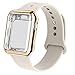 RUOQINI Smartwatch Band with Case Compatiable for Apple Watch Band, Silicone Sport Band and TPU Case for Series 4/3/2/1,Stone Band with Gold Case in 38SM Size
