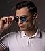 AIEYEZO Classic Aviator Polarized Sunglasses for Men Women Spring Hinge Metal Frame UV400 Protection (Silver/Ice Blue Mirror)