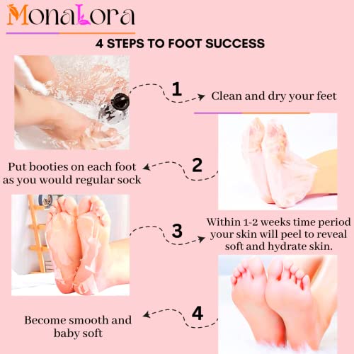 Monalora Foot Peel Mask - 3 Packs, Exfoliating Foot Care Mask Make Feet Baby Soft Skin, Foot Exfoliator Repair Dry Cracked Feet, Peeling Away Dead Skin, Calluses - Lavender #TOP2
