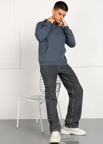 Image of Alan Jones Clothing Men's Solid Hooded Sweatshirt | Drawstring Hood, Kangaroo Pocket, Ribbed Hem | Regular Fit | Sizes S-5XL | Multiple Colors