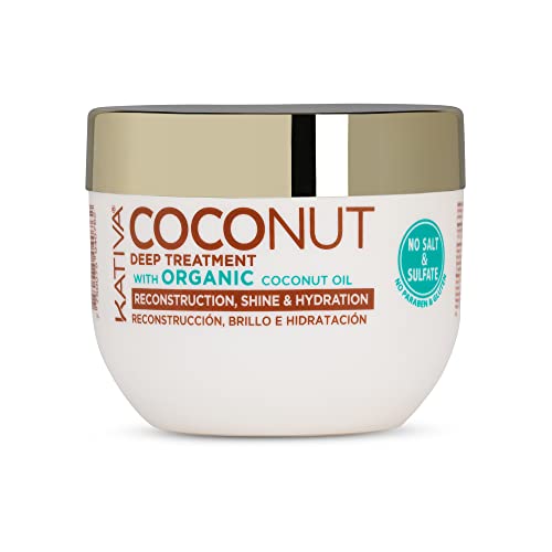 Kativa Organic Coconut Deep Treatment Mask (8.45 Fl Oz), Rebuild and Repair Shiny & Silky Hair, for Damaged, Sensitized, Dehydrated & Dull Hair, Sulfate Free, Gluten Free, Paraben Free