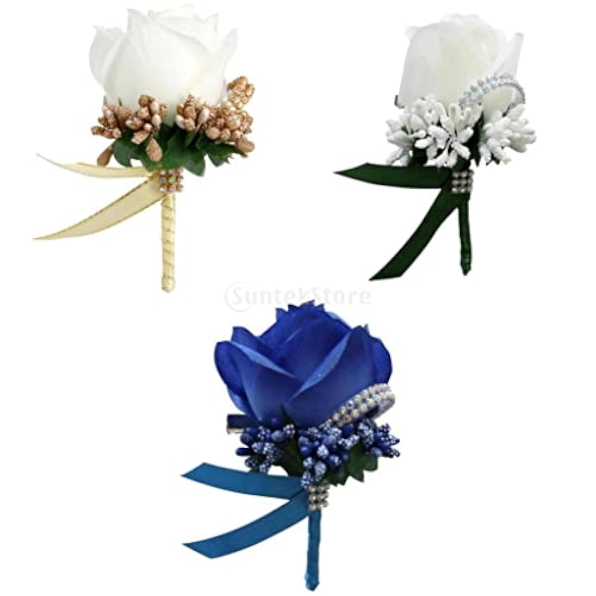 3pc Stimulation Rose Flower Brooch Pins, Wedding Corsage Pins
