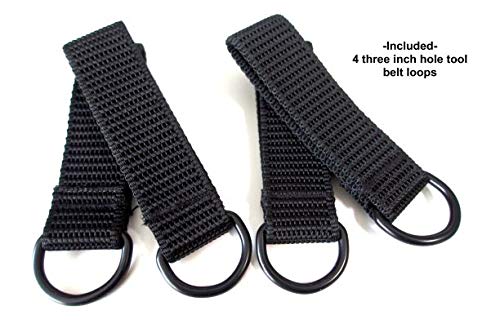 Tool Belt Suspenders- Heavy Duty Work Suspenders for Men, Adjustable, Comfortable and Padded -Includes- Tool Belt Loops and Strong Trigger Snap Clips by ToolsGold (Black, Red) - Thumbnail 2