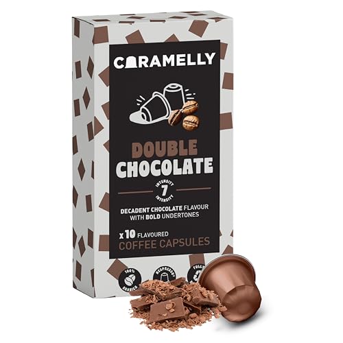 Image of Caramelly Double Chocolate Flavoured Nespresso Compatible Coffee Capsules, 10 Pods, Intensity - 7 | Medium Roast | Aluminium Coffee Pods |100% Arabica