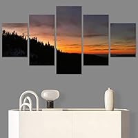 SIGNWIN 5 Panel Canvas Wall Art Setting in The Trees for Home Decorations Ready to Hang - 60