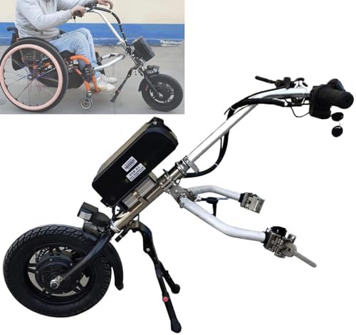 Electric Hand Bike Wheelchair Attachment 500W with 17Ah Lithium Battery and 12 Inch Wheels, Endurance 90Km, Includes Traction Head