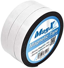 MagX Magnetic Tape with Adhesive 0.5"x10' (3 Rolls), Ultra Thick 60 mil, Magnetic Strip with Self Adhesive, Flexible Magnetic Roll Tape, Peel and Stick, Anisotropic Strong Magnets, Office Supply