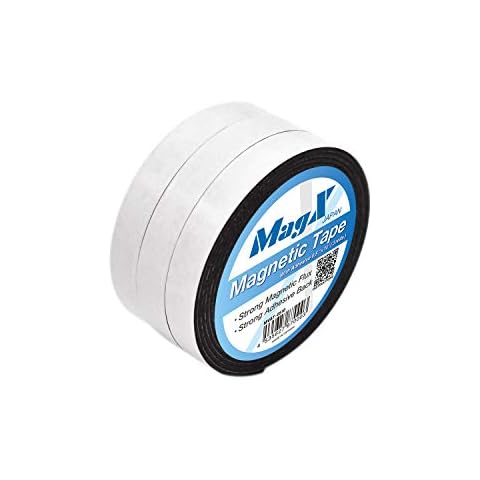 MagX Magnetic Tape with Adhesive 1.3 cm×3 m (3 Rolls), Ultra Thick 1.5mm, Magnetic Strip with Self Adhesive, Flexible Magnetic Roll Tape, Peel and Stick, Anisotropic Strong Magnets, Office Supply Cover