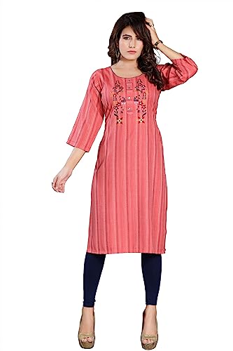Image of DREAM & DZIRE Blue Office wear Kurti for Women of Cotton in Plus Size & Small Size.