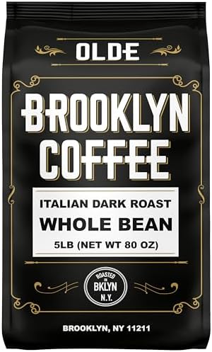 ITALIAN Dark Roast Whole bean – 5 LB Extra Strong Coffee - The World’s Strongest Coffee Beans | Classic Black Coffee, Breakfast, House Gourmet, Italian Espresso- Roasted in New York