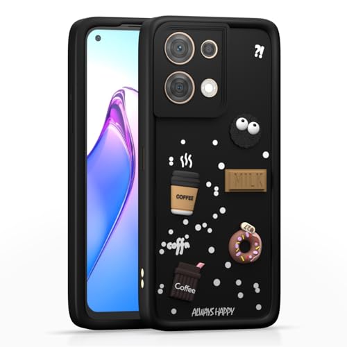 Image of Pikkme Back Cover for Oppo Reno 8 5G | Cute Fun Cartoon 3D Bear Silicone Full Body Protection Bumper Case (Black)