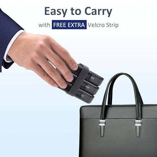 Image of Fullicon Large Portable Pill Organizer 2 Times a Day, Black