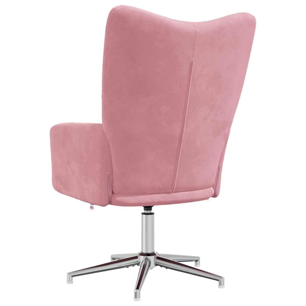Sillón de relax de terciopelo rosa, sillón giratorio con estructura de acero, acogedora silla acento para salón y dormitorio, rotación de 360°, diseño moderno