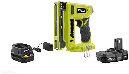RYOBI P317KN 18-Volt ONE+ Cordless Compressione Drive 3/8 Cucitrice a corona con batteria da 1,3 Ah, caricatore e punti campione