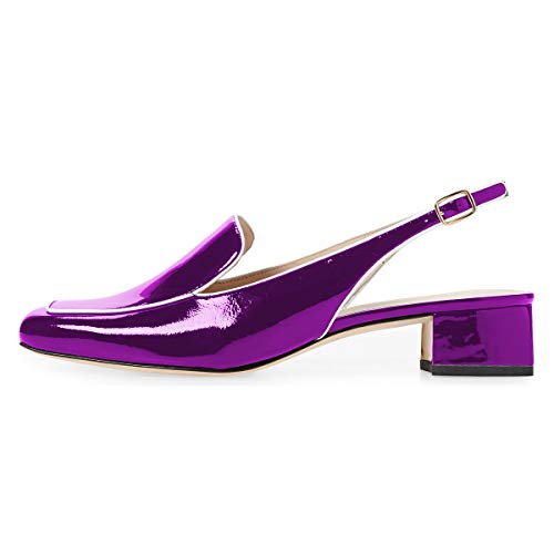 Image of YDN Women Closed Square Toe Block Low Heels Slingback Formal Loafer Dressy Shoes Office Lady Pump Size 4-15 US