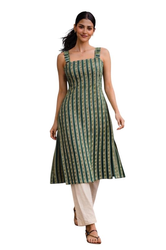Women Sleeveless Flower Printed Kurti Top for Women Daily Casual Wear Kurti Top